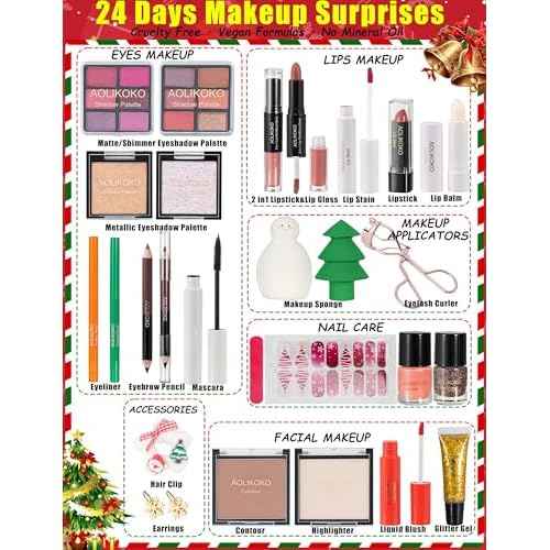 Makeup Advent Calendar 2025 for Women & Teen Girls, Xmas Countdown Calendar, 24 Days Christmas Gift Sets Full Makeup Kit Gift