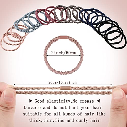 Xinnun 48 Pcs Braided Hair Ties Elastic Ponytail Holders Accessories Hair Ties Soft Rubber Bands for Women and Girls Christmas Gift, Bright Colors