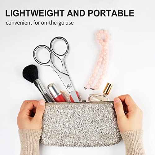 Small Scissors, Eyebrow Scissors, Nose Hair Scissors, Professional Grooming Scissors for Hair, Eyelashes, Nose, Eyebrow Trimming, Mustache. -AsonTao (Small scissors -Tip design)