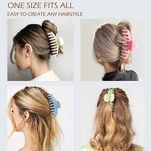 Large Hair Claw Clips 12 Pack, Flower Hair Clips for Thin Hair, Big Square Matte Strong hold for Thick Hair, 3 Styles Hair Clips for Women Thick Hair 4 Colors