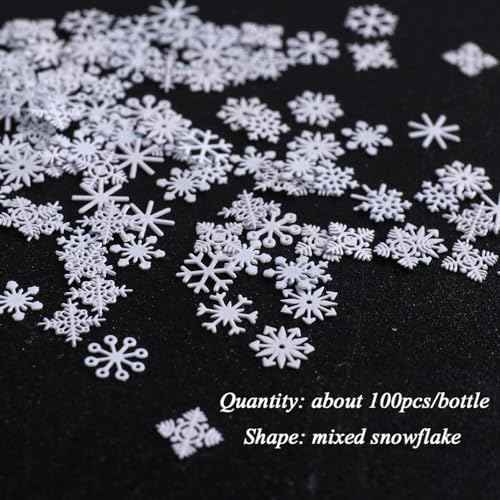 Snowflake Christmas Nail Glitter Sequins, 3D White Snowflake Glitter for Nail Winter DIY Nail Decals Glitter Nail Accessories for Xmas Nail Art Decoration Charms 1 Box