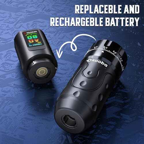 Tattoo Gun Kit with Kooba Wireless Tattoo Machine/Pen 1800mAh Battery Normal/Stippling Mode RCA Convert Adapter 3 Speed Memory Function 7 Strokes Length 20 Cartridges Needles for Artists & Beginners