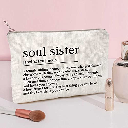 Soul Sister Makeup Case Gifts for Sister Cosmetic Bag Best Friend Toiletry Bag Gift Motivation Quotes Sister Birthday Gift (Soul Sister)