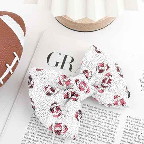 Cute Hair Clips for Thin Hair Baseball Bows for Toddler Girls Football Accessories Glitter Bows for Girls Gifts for Women Big Hair Clips