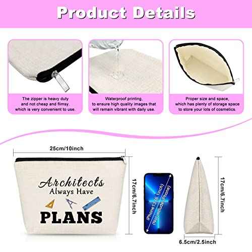 Architect Gift Graduation Gift for Women Architect Teacher Women Makeup Bag Architecture Engineer Gift Birthday New Year Eve Gift for Architect Mentor Instructor Teacher's Day Gift Travel Pouch