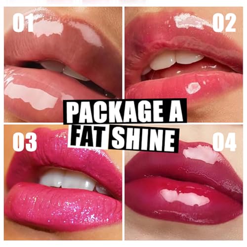 4 Colors Moisturizing Lip Oil Set, Big Brush Head Hydrating Lip Glow Oil, Shiny Moisturizing Lip Gloss, Nourishing & Non-Sticky Long Lasting Fresh Transparent Tinted Plumping Lip Oil- Set A