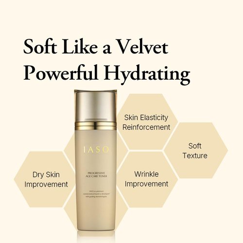 IASO Progressive Age Care Toner | Premium Anti-Aging, Anti-Wrinkle Skin Toner, Nourishing Ingredients, Enriched with Ginseng, Korean Skin Care, 6.08 oz