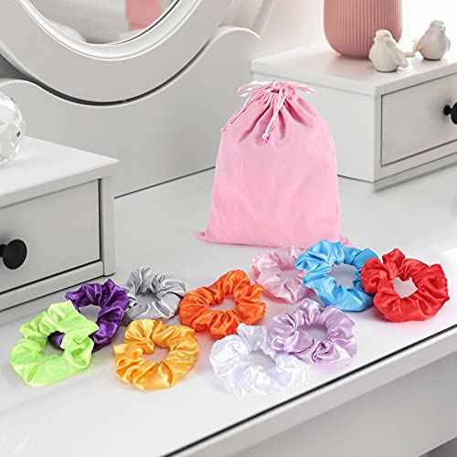 10PCS LED Hair Scrunchies with Light Modes for Girls, Premium Elastic Bands with Gift Bag - Glowing Hair Rings, Great Holiday Headwear