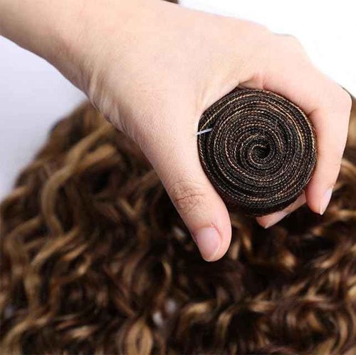 Honey Brown Bundles Human Hair Highlight Curly Bundle P4/27 Human Hair Bundles 18 20 22 Inch Ombre Brown Bundle Brazilian Virgin Remy Hair Extensions 3Pcs/Set Deals