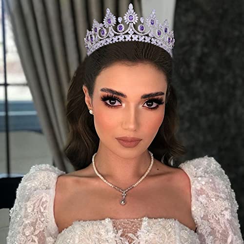 Aoligrace Luxury 5A Level Cubic Zirconia Bridal Tiaras for Wedding Quinceanera CZ Crowns Pageant Headpiece Hair Accessories