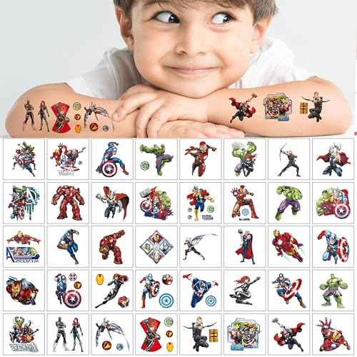 40Sheets Avengers Temporary Tattoos for Kids,Cartoon Avengers Temporary Tattoos Gift For Fan Birthday Party Decorations for Girl Boys Home Activity Class Prizes Carnival Christmas Rewards