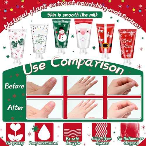 12 Pieces Christmas Hand Cream Gift Set Mini Travel Size Lotion Bulk Beauty Advent Calendar 2025 Holiday Stocking Stuffers for Women Mom Cowrkers Dry Cracked Hands, 30 ml, 6 Natural Plant Fragrances