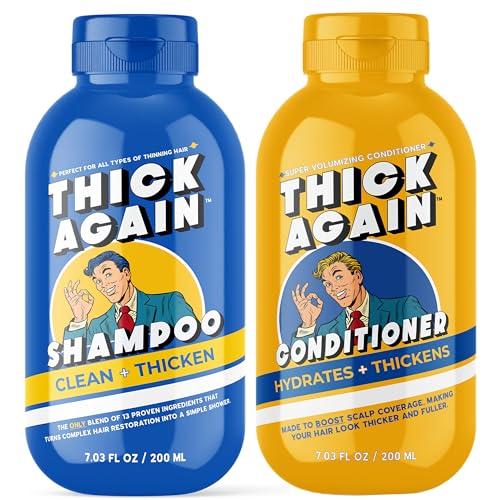 Men's Hair Thickening Shampoo & Conditioner System with TrioCore Scalp Care Technology - Natural Solution for Fuller, Thicker-Looking Hair - Biotin Formula (30 Day, Sandalwood)