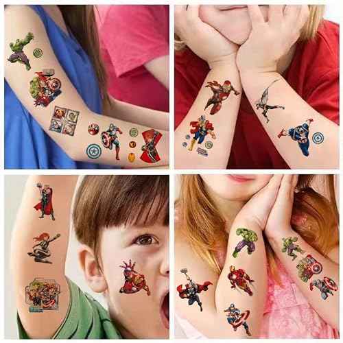 40Sheets Avengers Temporary Tattoos for Kids,Cartoon Avengers Temporary Tattoos Gift For Fan Birthday Party Decorations for Girl Boys Home Activity Class Prizes Carnival Christmas Rewards