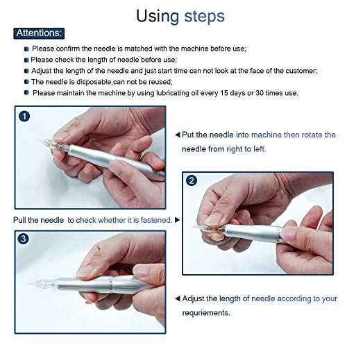 Permanent Makeup Tattoo Machine-BIOMASER Permanent Makeup Eyebrow Tattoo Machine Kit with Foot Pedal Touch Control Power Supply Rotary Tattoo Machine Pen Practice Skin 10pcs Cartridge Needles(Silver)¡¦