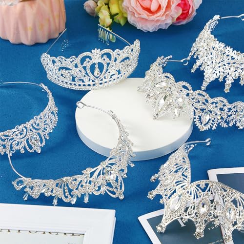 Landical 15 Pcs Silver Tiara and Crowns for Women Crystal Tiara Crown Headband with Comb Rhinestone Queen Princess Crown Hair Accessories for Christmas Bridal Party Prom Costume Cosplay Gifts