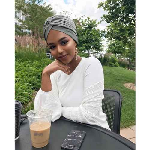 Stretchy Polyester Turbans for Women Knot Chemo Cap for Cancer Pleated Headwear Beanie Twisted Head Wrap Hair Loss Hat