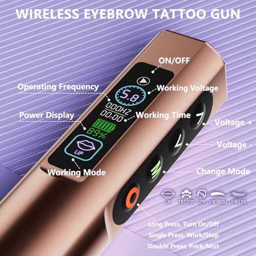Professional Microblading Tattoo Gun Kit, Wireless Eyebrow Tattoo Pen Machine Kits, Complete Microblading Supplies with 2Pcs 500 mAh Battery, 20Pcs Cartridge Needles for Artists (Rose Gold)