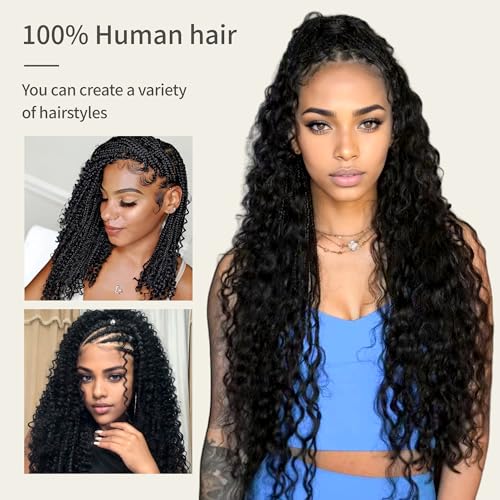 Deep Wave Bulk Human Hair for Braiding 2 Bundles 100g 26 Inch No Weft 10A Brazilian Virgin Curly Human Hair Extensions for Boho Braids Wet Wavy Human Braiding Hair (26"/100G,Black)