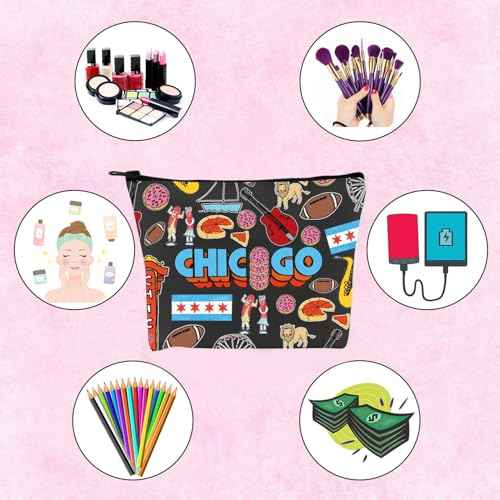 Chicago Souvenir Gift Chicago Welcome Makeup Bag Chicago Travel Zipper Pouch Bag (Chicago bag)