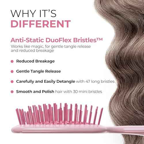 FHI Heat UNbrush Mini Detangler Brush for Pain-Free Brushing on All Wet or Dry Hair Types ? Durable Duoflex Anti-Static Bristles, Lightweight Handle, Vented Mini Hair Brush