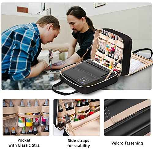 Tattoo Carrying Case-Tattoo Supplies Organizer-Tattoo Kit Case -Tattoo Supplies Carrying Bag for Tattoo Stencil Printer, Tattoo Ink, Tattoo Equipment, Tatoo Pens Black (BAG ONLY)