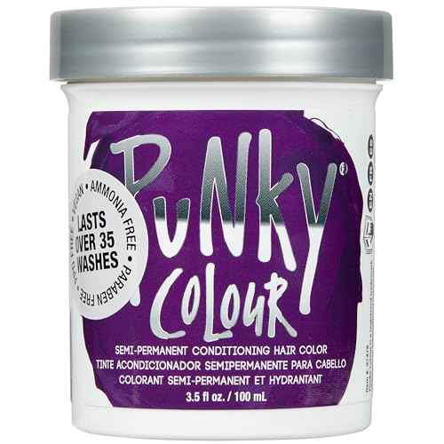 Punky Purple Semi Permanent Hair Color - Vegan & Cruelty-Free Conditioning Hair Dye, Lasts Up to 35 Washes, 3.5 fl oz