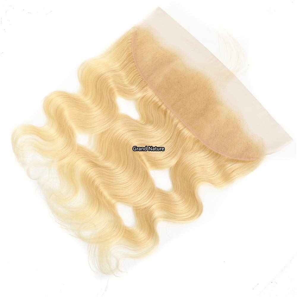 Grand Nature 613 Blonde Lace Frontal Wavy Hair Extension, 14 inches, Sew-In Installation