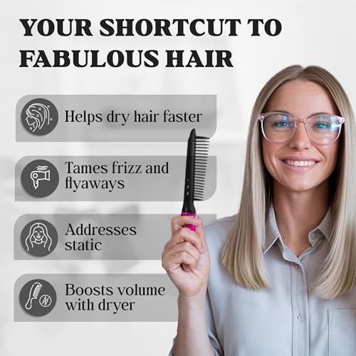 Herstyler Hair Straightening Comb - Straightener Comb for Flat Iron - Makes Styling Easy - Get Straight Hair in Minutes (Pink)