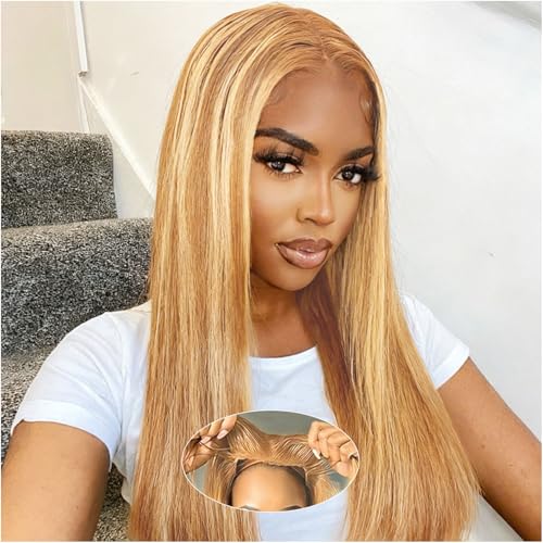 Highlight Bob Wig Human Hair 5x5 HD Lace Closure Wear and Go Pre Everything Glueless Wig Human Hair 200 Density Real Hair Wigs for Black Women Virgin Hair Straight Wigs 18 Inch Highlight 4/27#
