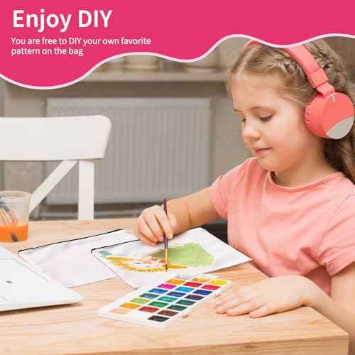 24Pcs Sublimation Blank Canvas Makeup Bags, Bulk Blank DIY Heat Transfer Cosmetic Makeup Bags w/Black Zipper for Bridesmaid Makeup Bag Travel Toiletry Pouch Storage Halloween Craft Christmas Day Craft