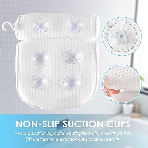 AEROiVi Luxury Bath Pillows for Tub£¬Bath Pillow Bathtub Pillows for Head and Neck Support Bath Cushion Made from Soft Spacer Mesh Material with Suction Cups