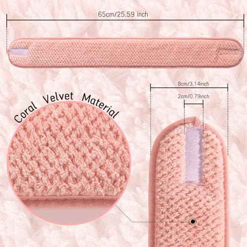 Whaline 4 Pack Spa Facial Headband Makeup Hair Wrap Adjustable Hair Band Soft Towel Head Band for Face Washing, Shower Sports Yoga (Pea Green, Pink, Beige, Light Gray)