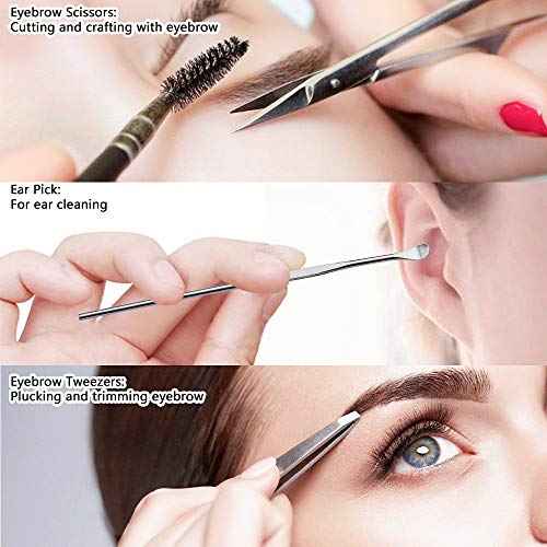 Manicure Pedicure Set Stainless Steel Nail Clippers Personal Nail Clipping Tools Portable Travel Grooming Kit with Snap-shut Case