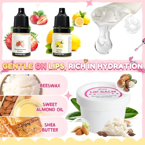 JCOOS Lip Gloss Making Kit and Lip Balm Making Kit, Make Your Own Lip Gloss Kit, Lip Balm Kit, Lipgloss Tubes, Moisturizing Base, Glitter, Kids Makeup Lipgloss Sets for Girls, Fun Stuff for Teens Gift