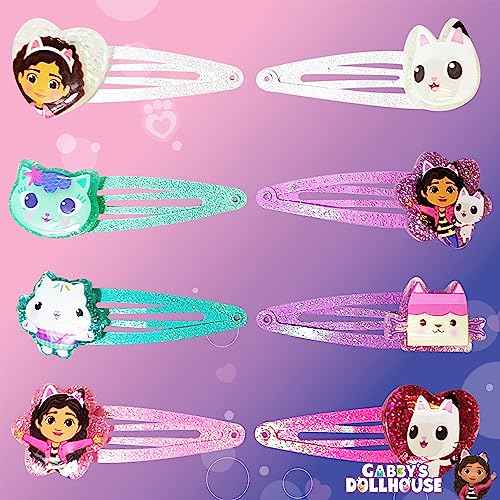 LUV HER Gabby's Dollhouse Kids Hair Clips for Girls Snap Clips 8 Pack Multi Color Ages 3+