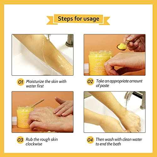 Liyalan Turmeric Body Scrub Moisturizing and Exfoliating Body, Face, Hand, Foot Scrub,Nourishes Skin,Deep Cleansing 7.8oz