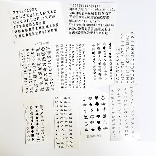30 Sheet Alphabet Temporary Tattoo Stickers Finger Tattoos Black English Letters DIY Name Tattoo Cross Crown Tattoos Wrist Finger Body Art Fake Tattoo Kit for Adults Women Men and Kids