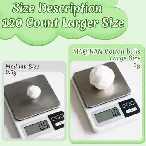 MAQIHAN 120 Count Cotton Balls Bulk - Medium Size Pure White Cotton Ball for Face Makeup Nail Polish Remover Pet Care DIY Craft Real Soft and Absorbent for Skincare and Ears Cleaning(Large Size)
