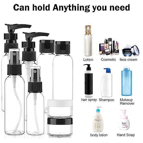Cosywell Travel Size Bottles for Toiletries 13 Pack 2oz TSA Approved Toiletry Bottles Leak Proof Travel Kit for Women Men TSA Clear Toiletry Bag Shampoo Lotion Skincare Cosmetic Container