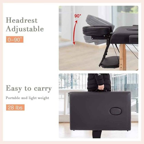 BestMassage Massage Bed Portable Massage Table 2 Folding Lash Bed Height Adjustable 24 Inch Wide Spa Table with Non-Woven Bag for Spa Footmassage Facial CareSpa Tattoo