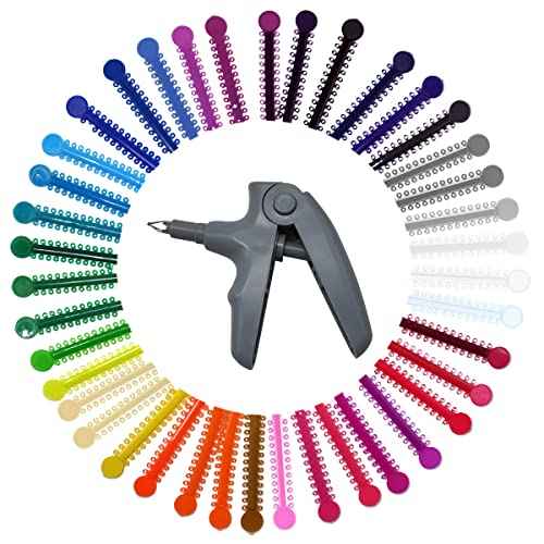 Orthodontic Ligature Ties Kit - 1040 Multi-Color Rubber Bands with Orthodontic Ligature Gun for Braces - Complete Tool Set for Dental Braces and Orthodontic Procedures