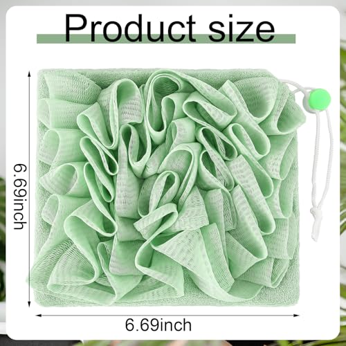 6 Pack Washcloth Loofah Combo 2 in 1 Drawstring Loofah Sponge with Bar Soap Pocket Exfoliation Mesh Shower Puff Ball for Body Wash Cleansing and Smooth Skin (Multicolor)
