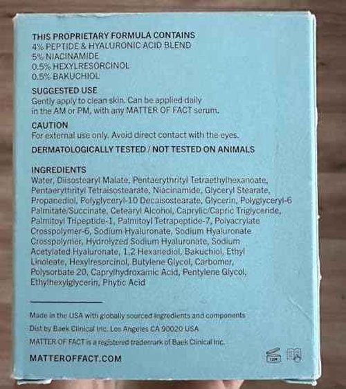 MATTER OF FACT Maximalist Age-Defying Moisturizer, Peptide & Hyaluronic Acid Face Cream with Niacinamide and Bakuchiol, Plumping Hydration for Fine Lines & Uneven Tone, 50mL / 1.6 Fl Oz