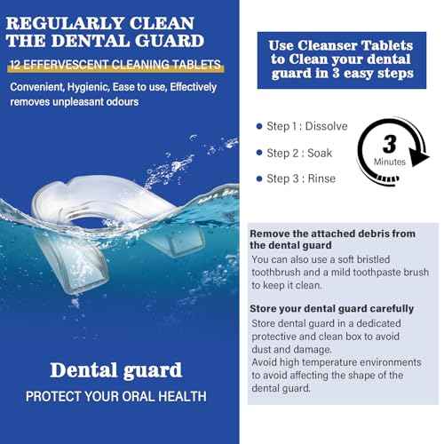 Mouth Guard for Grinding Teeth at Night, Night Guards for Teeth Grinding, Dental Night Guards for Sleep, Comfortable Grinding Guard for Adults with 12 Cleaning Tablets