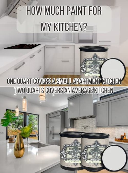 ALL-IN-ONE Paint, Durable cabinet and furniture paint. Built in primer and top coat, no sanding needed. Includes our 30 featured color card - Almond (off white with tan undertone), Gallon