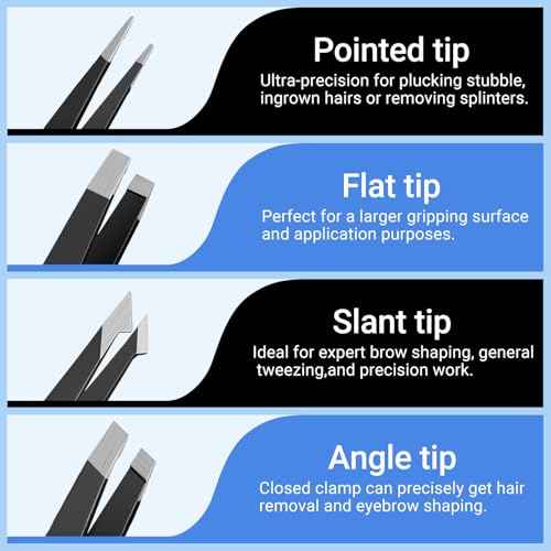 TsMADDTs Eyebrow Kit, 8 in 1 Eyebrow Trimmer Scissors, Tweezers for Women, Razor, Brush with Travel Bag, Tweezers Set for Women and Men, Professional Shaping Grooming Kit