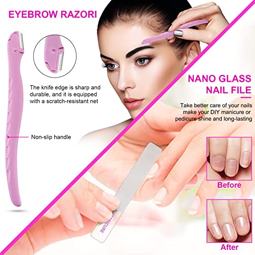 Manicure Set Professional Pedicure Kit Nail Clippers Kit - 18 pcs Nail Care Tools - Grooming Kit with Luxurious Upgraded Travel Case (Purple)