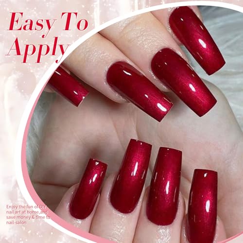 Born Pretty Scarlet Ruby Pearl Burgundy Gel Nail Polish 15ml Shimmer Glitter Pearlescent Nail Polish Mermaid Christmas Gel Nail Art Manicure DIY Gift