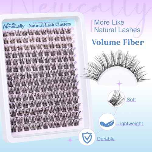 Lash Clusters Kit Wispy Natural Cluster Eyelash Extension Kit DIY Lash Extension Kit C-curly 10-16MM Eyelash Clusters Volume Individual Lashes Kit by Newcally